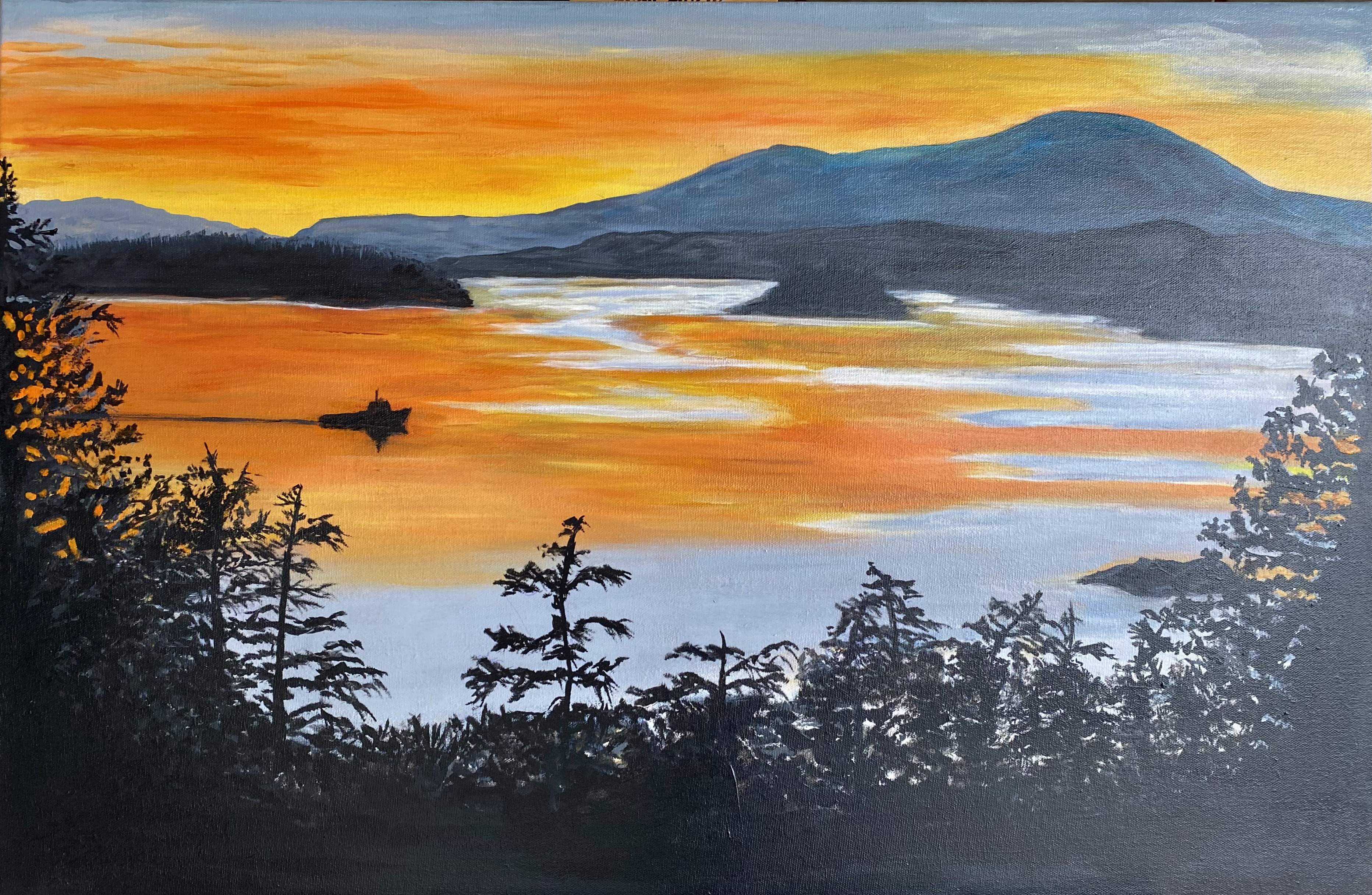 Peeling Tunstall Bay Bowen Island acrylic paints